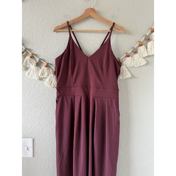 Halara Breezeful Pocket Wide Leg Quick Dry Slip Jumpsuit Amaranth Casual NWT L - Picture 3 of 9